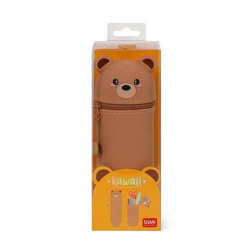 Legami - Estuche escolar Kawaii 2 en 1 de silicona blanda, tema Teddy, portabolígrafos de mesa, cremallera, lápices de colores rotuladores, H 18,5 cm thumbnail 6