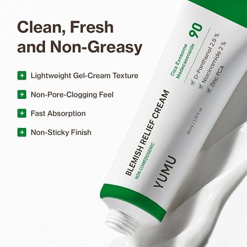 YUMU Cica Exosome Zinc Blemish Relief Cream, Face Moisturizer for Sensitive, Acne-Prone Skin, Lightweight, Breakouts, Barrier Repair, Hydration, Soothing, Oil-Free, Korean Skincare (80 ml/2.70 fl.oz.) thumbnail 7