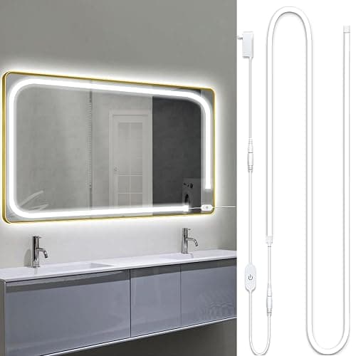 Blikshin LED Vanity Mirror Lights, Hollywood Style Makeup Lighting, 10FT/6000K/Dimmable/12V Adapter/Self-Adhesive Strip Lights for Mirror, Lighting for Makeup Vanity Table & Bathroom Mirror thumbnail 8