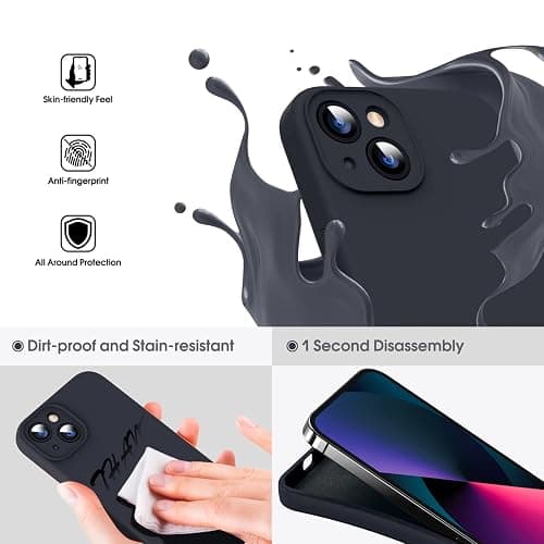 Supdeal Liquid Silicone Case for iPhone 13, [Camera Protection] [Anti Fingerprint] [Wireless Charging] 4 Layer Phone Case Protective Cover, Built-in Microfiber Case Cover, 6.1", Black thumbnail 3