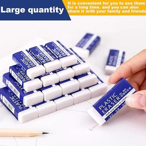 19PCS Erasers, White Erasers for School Office, Medium Soft Rubbers Pencil Eraser Bulk for Efface Sketching Writing Painting Etc (5 x 2 x 1cm) thumbnail 6