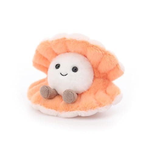 Apricot Lamb Muschel Meerestiere Plüschtiere für Kinder, weiche niedliche Kuscheltier für Baby Mädchen und Jungen, Flauschige Muschel Orange 14 cm thumbnail 4
