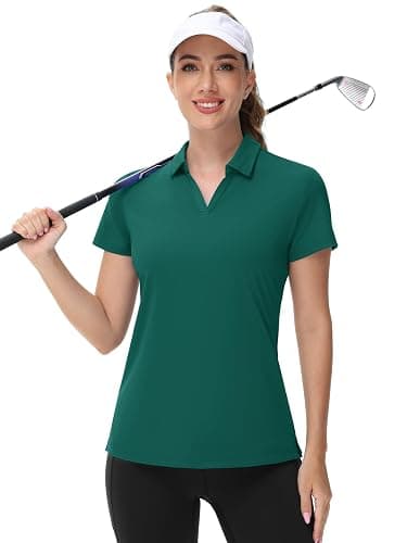 TACVASEN Women's V-Neck Polo Shirts UPF 50+ Short Sleeve Sun Protection Quick Dry Golf Polos Collared Shirt thumbnail 5
