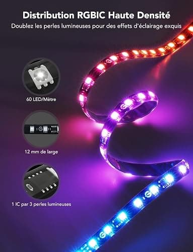 Govee T2 Envisual avec Double Caméras, Rétroéclairage LED RGBIC Wi-FI 3,6m pour Téléviseurs 55-65 Pouces, Double Perles Lumineuses, s'adapte aux TV Ultra-Fins thumbnail 4