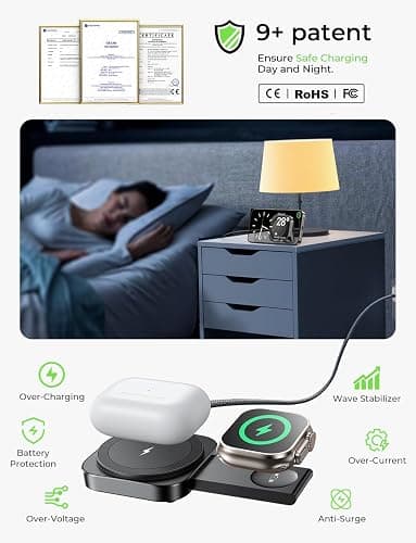 LISEN for MagSafe Charger Stand for iPhone Magnetic Apple Watch Airpods Charging, Airplane Gadgets Magsafe Kickstand for iPhone Wireless Charger Gifts for Women Men Travel Essentials thumbnail 7