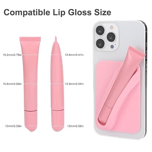Meowpoo Protective Lip Gloss Case with Adhesive Holder for Most Phone Models, Stylish and Convenient Grip-On Silicone Lip Balm Case (Pink) thumbnail 3