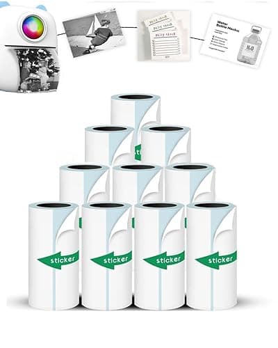 Mini Printer Sticker Paper, 10 Rolls Thermal Printer Stickers Paper 57 X 25mm, Printable Sticker Papers for Mini Print Papers and Most Instant Print Cameras - Image 1
