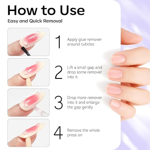 Makartt Nail Glue Remover for Press on Nails - 30ML Glueoff Easy Removal Versatile Debonder for Glue on Tips, Regular Polish, Quick Glues and Semi-Cured Sticker DIY Manicure Supply thumbnail 6