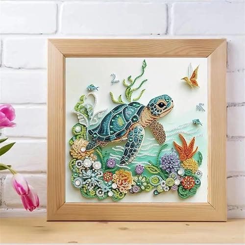 ZQEATRY Sea Turtle Animal Special Shape Diamond Art Kits for Adults,5D Diamond Painting Kits for Beginner,DIY Diamond Crystal Rhinestones Painting Kits for Home Wall Decor Gift 11.8 X 11.8inch thumbnail 2