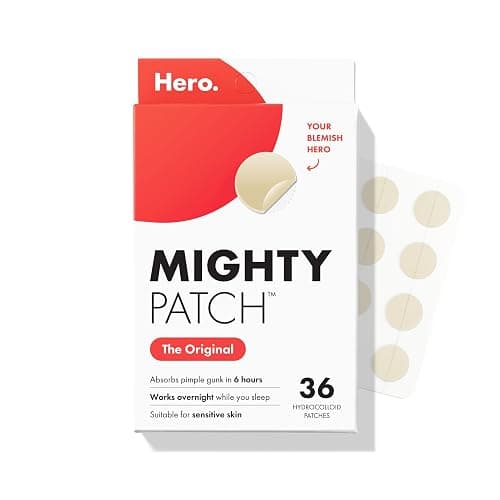Mighty Patch Hero Cosmetics Original Nighttime Acne Pimple Patches, 36 Ct | #1 Hydrocolloid Acne Patches, Shrinking Zits & Whiteheads in 1 Use, Spot Treatment, Pimple Stickers for Face - Image 1
