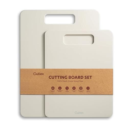 Culiex Wood Fiber Cutting Board Set of 2, Dishwasher Safe, Non-Toxic | BPA-Free Composite Cutting Board for Kitchen, Non-Slip, Non-Porous Chopping Board for Meat Vegetable Fruit Bread - Oatmeal - Image 1