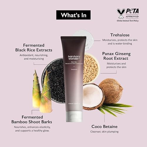 haruharu wonder Black Rice Moisture 5.5 Soft Cleansing Gel, Gentle Daily Cleanser, Low 5.5pH, Moisture Balance, Soap Free, For Sensitive Skin, Vegan, Cruelty-Free, 100ml thumbnail 3