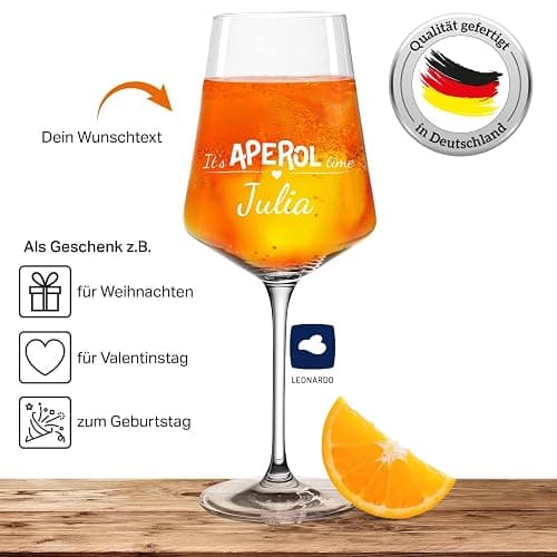 Leonardo Aperolglas PUCCINI 560ml It's Aperol time mit Namen oder Wunschtext graviert - personalisiertes Premium Aperolglas als Geschenkidee für Männer und Frauen thumbnail 4