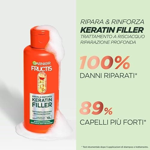 Garnier Fructis, Trattamento con Risciacquo, Per Tutti i Capelli Danneggiati, Riparazione Profonda, Per Capelli Più Forti, Con Olio di Marula e Cheratina, Keratin Filler, Ripara&Rinforza, 200 ml thumbnail 5