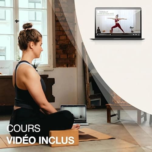 BACKLAXX® Brique Yoga en Liège Lot de 2, Bloc Yoga Antidérapant | 2 briques de yoga en 100% liège, antidérapantes, yoga accessoires aux coins arrondis, idéal Pilates, vidéos incluses thumbnail 7