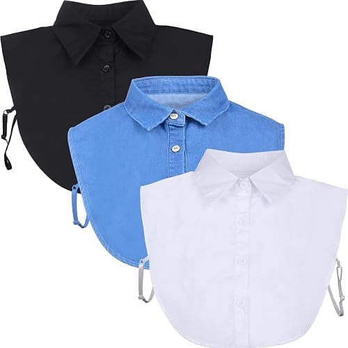 SATINIOR 3 Pieces Fake Collar Women Detachable Dickey Blouse Half Shirts Collar - Image 1