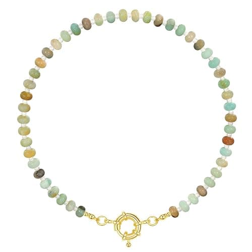 KissYan Beaded Gemstone Necklace for Women, Colorful Boho Bead Choker Natural Stone Surfer Beach Necklaces 14K Gold Plated Summer Handmade Jewelry - Image 1