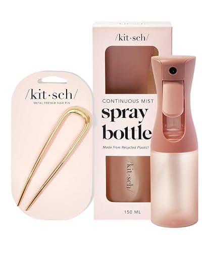 Kitsch French Hair Pin & Spray Bottle for Hair - Gold Metal Hair Fork for Buns & 5 oz Continuous Mist Water Sprayer | No Crease Hair Styling for Updos, Chignons & Sleek Looks - Image 1