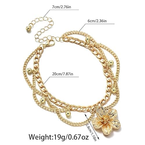 ONBRIG Ankle Bracelets for Women Gold Anklets for Women Waterproof Summer Beach Jewelry Pink Blue White Silver Flower Anklets for Women Plus Size Anklet Bracelet for Big Ankles Foot Jewelry thumbnail 3
