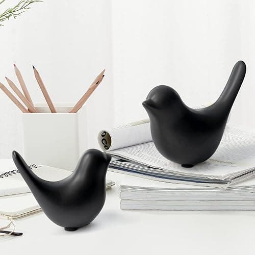 Notakia Small Birds Statues Home Decor Modern Style Decorative Ornaments for Living Room Decor, Bedroom, Office Desktop, Cabinets (Black 2Pcs Birds) thumbnail 2