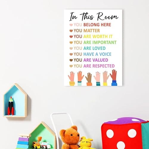 Inspirational Diversity Wall Art,Motivational Classroom Wall Decor,In This Room Equality Canvas Wall Art for School Nursery thumbnail 3