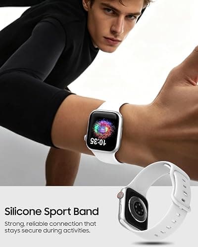 TreasureMax Sport Band Compatible with Apple Watch Bands 38mm 40mm 41mm 42mm 44mm 45mm 46mm 49mm White, Soft Silicone Strap Compatible for Apple Watch Series 11 10 9 Ultra SE 8 7 6 5 4 3 Men Women thumbnail 6