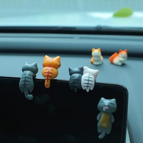 GGSTDDUP Cute Cat Car Interior Accessories Dashboard Decorations, 29 Piece Car Dash Decor Rearview Mirror Ornament Cute Pussy Figures Anime Decor for Car Home Garden Office thumbnail 2