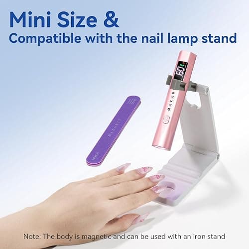 Makartt Handheld Mini UV Nail Lamp Pearl Pink LCD 2 Timer USB | Rechargeable with LCD Display, Cures Gel Polish & Glue, Fast Drying, Ideal for Home & Salon thumbnail 8