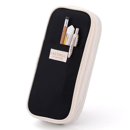 EASTHILL Big Capacity Pencil Case Large Pencil Pouch Stationery Pen Bag for Teen Girls-Black - Image 1
