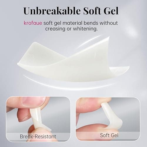 krofaue 500PCS Soft Gel False Nails Tips - Half Cover Acrylic Nail Tips 10 Sizes Lady French Style Acrylic Artificial Tip Manicure with Box for Nail Tips Art Salons and Home DIY thumbnail 3