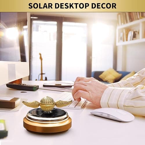 Golden Fidget Spinner Solar Energy Toy, Car Air Freshener Dashboard Decoration Powered by Sunshine, Cool Science Kit Spinning Ball Toy with Solar Panels, Premium Gift for Boyfriend Men Women thumbnail 2