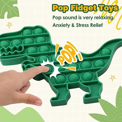 Pop Fidget Toys for Kids, Fidget Poppers Toys Sensory Squeeze Bubble Popping Toys for Toddlers, Silicone Animal Dinosaur Pop Anxiety and Stress Relief It for Boy Girls (Green Dinosaur) - Green Dinosaur thumbnail 3