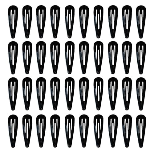 40 Pack Black 2 Inch Barrettes Women Metal Snap Hair Clips Accessories - Image 1
