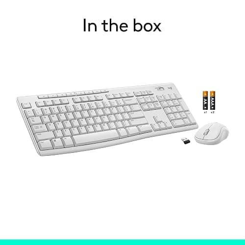 Logitech MK270 Wireless Keyboard and Mouse Combo for Windows, 2.4 GHz, 8 Multimedia Keys, PC, Laptop, Wireless Keyboard Compact Mouse Combo - White thumbnail 10