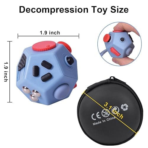 UOOEFUN Small Fidget Toys,12 Sided Fidget Toys,Mini Cube Toys Relief Stress,Autism and Anxiety Depression Anti for Kids Adults Improve Focus (Grey) thumbnail 2