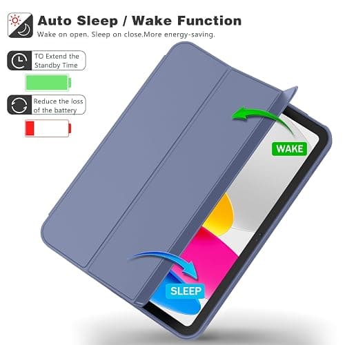 ToaPoia Case for iPad (A16) 11 Inch 2025/iPad 10th Generation 10.9 Inch 2022, Slim Trifold Stand Protective Cover with Pencil Holder and Soft TPU Back,Support Auto Sleep/Wake (Lavender) thumbnail 3