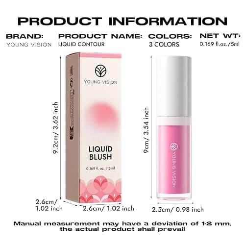 YOUNG VISION Liquid Blush, Long Lasting Korean Liquid Blush, Non-sticky Waterproof Lightweight Face and Cheek Tint, Moisturizing High Pigment Water Tint for Face, Cheeks, Mature Skin thumbnail 9