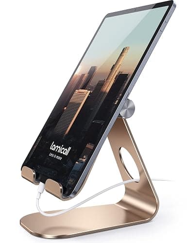 Lamicall Adjustable Tablet Stand: Desktop Holder Dock Compatible with iPad Pro 9.7, 10.5, 12.9 Air Mini 4 3 2, Kindle, Nexus, Tab, E-Reader (4-13") - Blue - Blue thumbnail 2