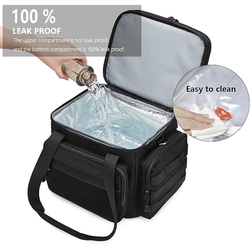 Gafetrey Tactical Lunch Box for Men, Insulated Lunch Bag Adult, Thermal Lunchbox Leakproof Waterproof Cooler Bag, Large Lunch Pail for Work Office Camping Travel (Black) thumbnail 6