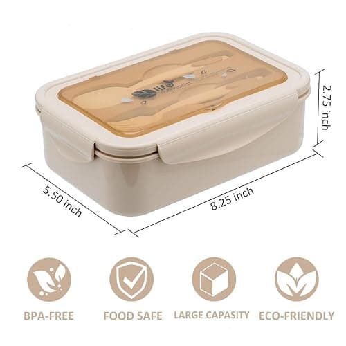 LOVINA Bento Box for Adults and Kids - 1400ML Portable, Lightweight, Easy to Carry Meal Holder with Spoon & Fork, Durable, Leak-Proof, BPA-Free and Food-Safe Materials thumbnail 3