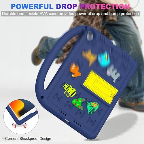 AGROMI Kids Case for iPad 9th/8th/7th Generation 10.2 Inch 2021/2020/2019, with Built-in Anti-Slip Handle/Foldable Stand/Shoulder Strap, Shockproof Protective Kids iPad 9th/8th/7th Gen Case 10.2 Inch thumbnail 5