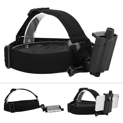 Adjustable Head Mounted Mobile Phone Holder, First-Person View Video Outdoor Live Shooting Bracket with Clip Plastic Black Elastic Head Harness Strap Action Camera Headband Mount thumbnail 8