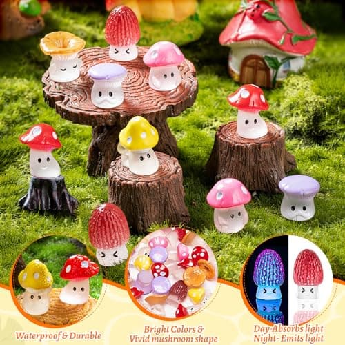GDZRDFLH 24pcs Mini Mushrooms Cute Resin Tiny Mushrooms Statue Fake Miniature Mushroom Figurines for Fairy Garden Terrarium Accessories Decor Micro Landscape Craft thumbnail 7