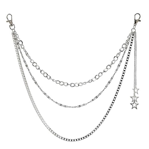Pejnl Pants Chain Metal Star 3 Layer Punk Goth Hip Hop Wallet Chain – Pants Accessories for Women & Men - Image 1