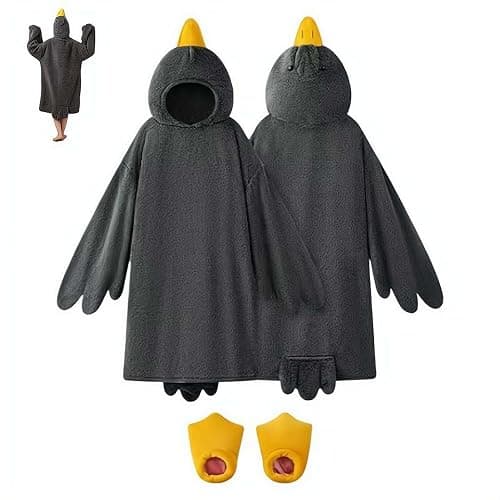 Adult Duck Pajamas, Funny Goose Costume Hoodie Blanket, Soft Wearable Animal Onesie with Feet Slippers, for Cosplay Parties - Image 1