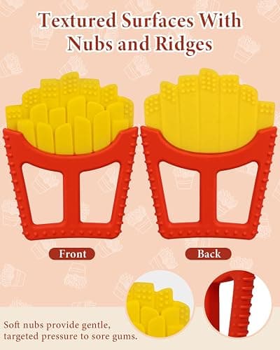 Chuya Easter Teether French Fry Baby Toys 0-6 6-12 12-18 Months,French Fries Shape Teething Toy Baby Teething Relief Infant Toys Sensory Toys for Babies Soothes Sore Gums Boys Girls Gift Easy-Grasp thumbnail 4