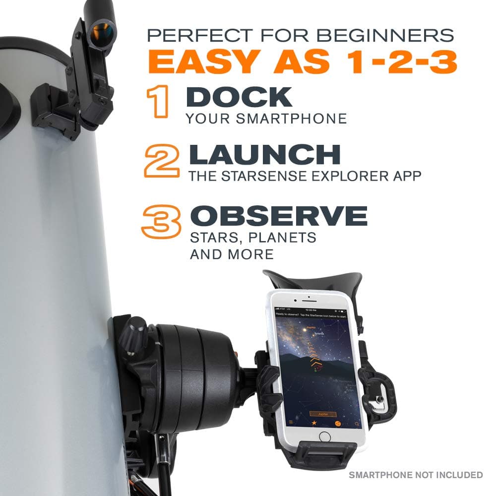 Celestron 22461 StarSense Explore DX 130 Newtonian Reflector Telescope with Smartphone App-enabled Technology - includes Two Eyepieces, Phone Dock and Height-adjustable Tripod, Black thumbnail 3