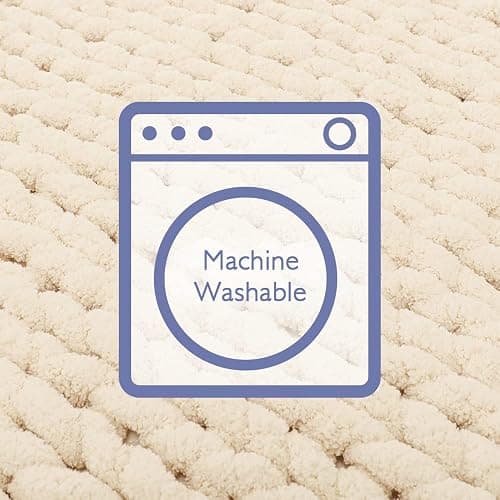 Bigacogo Chunky Knit Throw Blanket for Couch, 40x40 inches, 100% Hand Knitted with Thick Jumbo Chenille Yarn, Cozy Soft Large Rope Knot Cable Crochet Blankets for Sofa Bed Living Room, Beige thumbnail 6