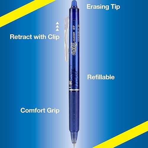 PILOT FriXion Erasable Pens Fine Point, 0.7 mm - for Rocketbook & Notebook, Pack of 6 Blue Erasable Gel Pens + 4 Bonus Refills thumbnail 3