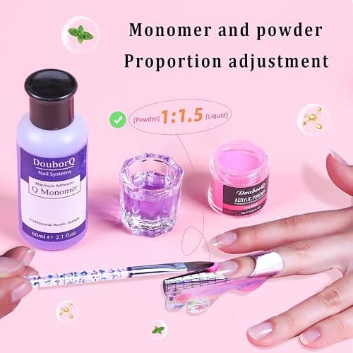 Acrylic Nail Art Kit-Nail Art Manicure Set Acrylic Powder Brush Glitter File French Tips U V Lamp Nail Art Decoration Tools Nail Drill kit for beginners with everything at home (White) thumbnail 3